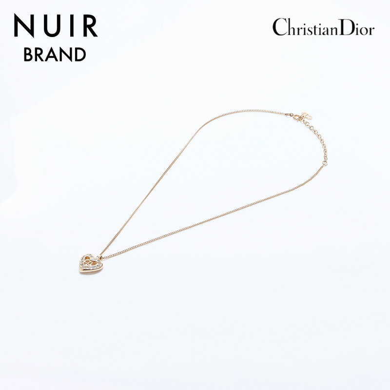 クリスチャンディオール Christian Dior ロゴ ラインストーン ネックレス ゴールド WS6870 【中古】