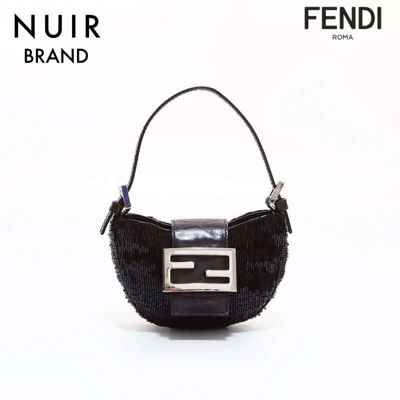 フェンディ FENDI ビーズ ポーチ ブラック WS7096 【中古】