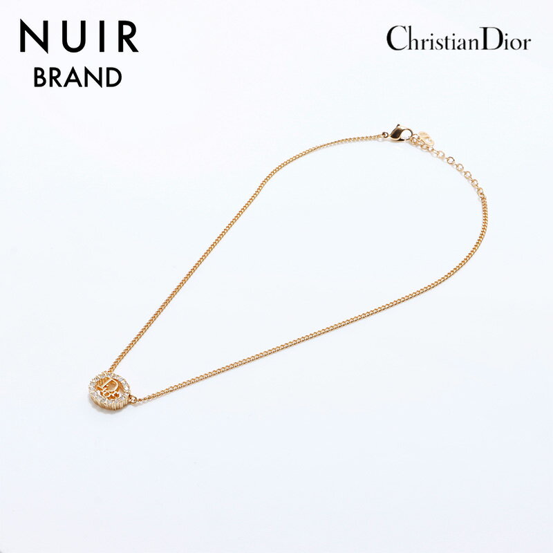 クリスチャンディオール Christian Dior ラインストーン ネックレス ゴールド WS7163 【中古】