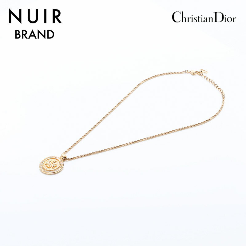 クリスチャンディオール Christian Dior ラインストーン ネックレス ゴールド WS7225 【中古】