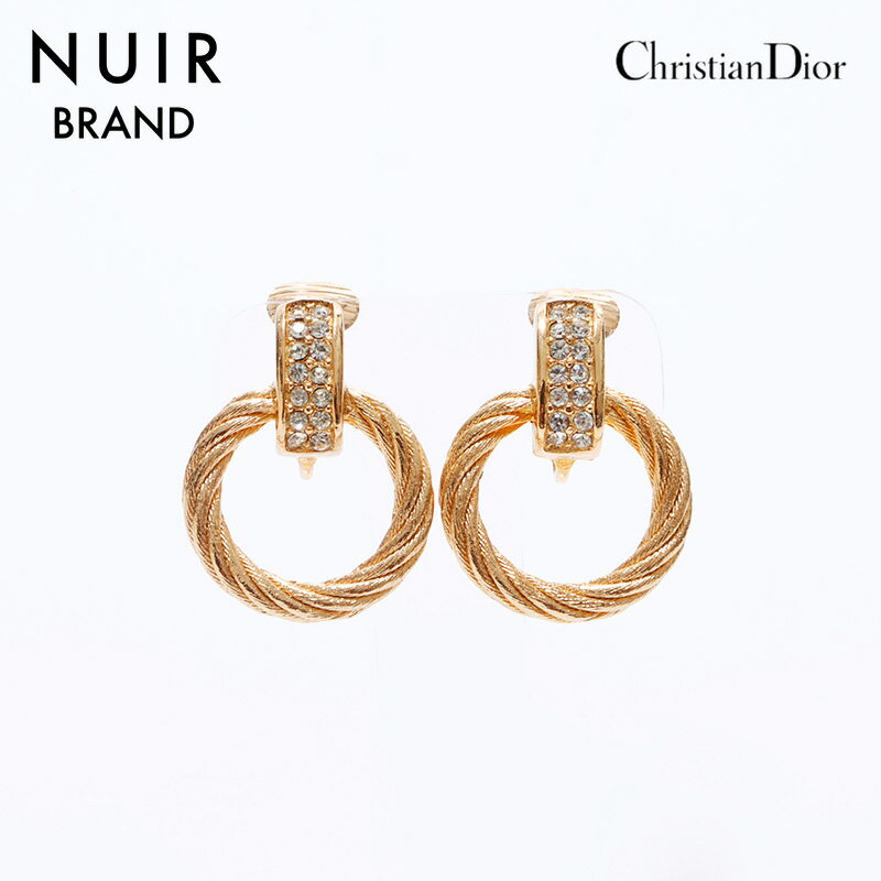 クリスチャンディオール Christian Dior ラインストーン イヤリング ゴールド WS7493 【中古】
