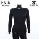 【20%OFFクーポン!5/16 01:59まで】シャネル CHANEL サイズ40 07P シルク×モヘア ニット ネイビー WS8117 【中古】