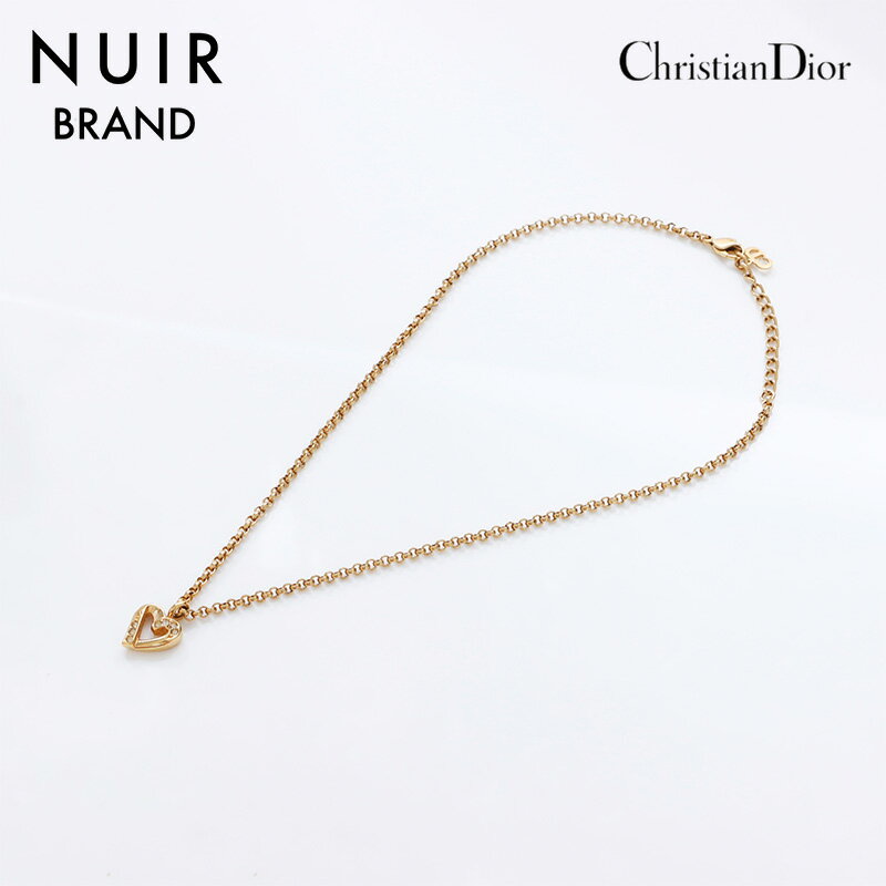 【5日間限定!全商品20%OFF!10/8 23:59まで】クリスチャンディオール Christian Dior ハート ラインストーン ネックレス ゴールド WS9067 【中古】