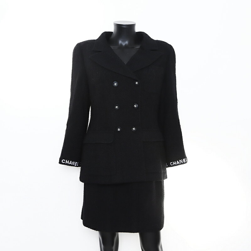 【24時間限定!20%OFF 7/10 0:00 まで】シャネル CHANEL Size 46 ツイード P05924V04386 ロゴ　 セットアップ ブラック WS5357 【中古】