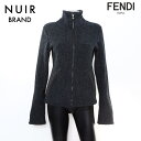 【20%OFFクーポン!5/16 01:59まで】フェンディ FENDI バックロゴ ジップアップ セーター グレー WS7069 【中古】