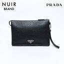 【最大15%OFFクーポン】プラダ PRADA ヴィテッロ シティ クラッチバッグ ブラック WS9232 【中古】【4/30 23:59まで】