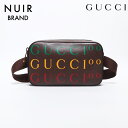 【先着20名限定10%OFFクーポン】グッチ GUCCI 100周年記念 ロゴ ボディバッグ ウエストバッグ ブラウン WS10521 【中古】