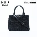 【最大15%クーポン】ミュウ ミュウ Miu Miu マテラッセ クリスタル シルバー金具 ハンドバッグ ブラック WS11148 【中古】【4/20 23:5...