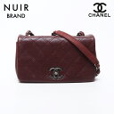 シャネル CHANEL 18番台 キャビアスキン チェーン ガンメタリック フルフラップ ショルダーバッグ バーガンディー WS11737 【中古】