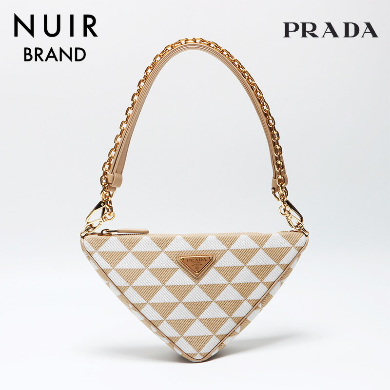 【最大15%OFF】プラダ PRADA ロゴ トライアングル キャンバス ショルダーバッグ ベージュ WS11943 【中古】【クーポン 3/31 23:00まで】