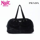 【20%OFFクーポン!5/16 01:59まで】プラダ PRADA ベロア 三角ロゴタグ ショルダーバッグ ブラック WS12199 【中古】