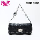 【最大15%OFFクーポン】ミュウ ミュウ Miu Miu クリスタル スタッズ ショルダーバッグ ブラック WS12206 【中古】【4/30 23:59まで...