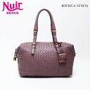 ボッテガヴェネタ BOTTEGAVENETA イントレチャート ラムスキン 2009年 ボストンバッグ ピンク WS12293 【中古】