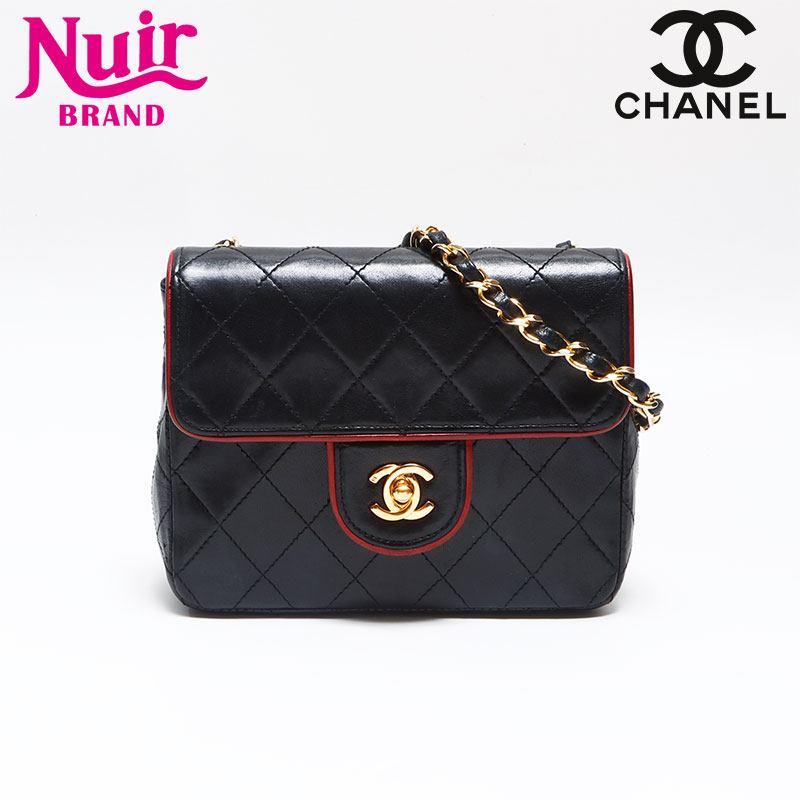 【24時間限定!10%OFFクーポン】シャネル CHANEL 1番台 ラムスキン チェーン ミニマトラッセ ショルダーバッグ ブラック WS12609 【中古】