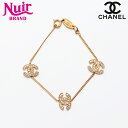 【全品20%OFF 8/1 0:00 まで】シャネル CHANEL ココマーク ラインストーン 3CC ブレスレット ゴールド WS12593 【中古】