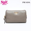 【24時間限定!20%OFF 7/3 23:59まで】プラダ PRADA レザー ポーチ ベージュ WS12706 【中古】