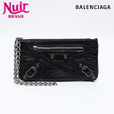 【先着20名限定10%OFFクーポン】バレンシアガ BALENCIAGA ル カゴール ジャイアント レザー 財布 ポーチ ブラック WS12710 【中古】