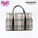 【先着20名限定10%OFFクーポン】バーバリー BURBERRY ノバチェック キャンバス ボストンバッグ ベージュ WS12810 【中古】