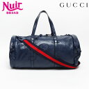 【最大15%OFFクーポン】グッチ GUCCI レザー ダブルG 2way ボストンバッグ ネイビー WS13127 【中古】【4/30 23:59まで】