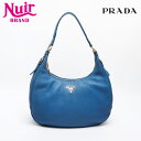 【20%OFFクーポン!5/16 01:59まで】プラダ PRADA レザー ロゴ ショルダーバッグ ブルー WS11940 【中古】