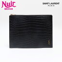 【最大15%OFFクーポン】イヴ・サンローラン YVES SAINT LAURENT YSL レザー ゴールド ロゴ クラッチバッグ ブラック WS13210 ...