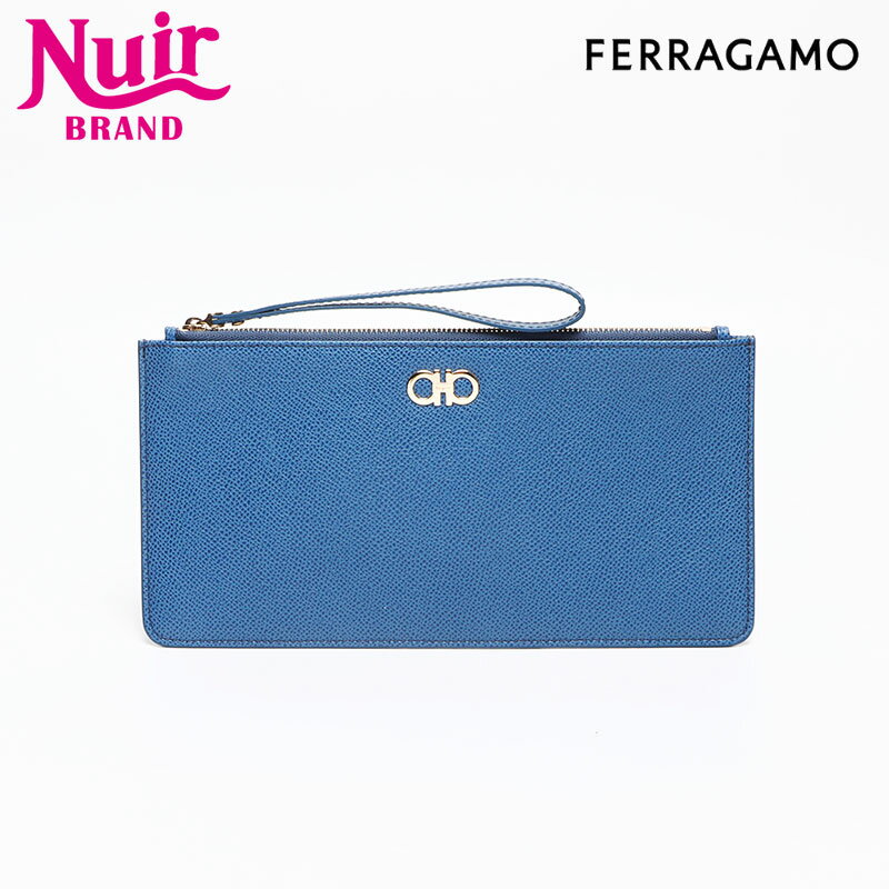 サルヴァトーレフェラガモ Salvatore Ferragamo ガンチーニ ポーチ クラッチバッグ ブルー WS13367 【中古】