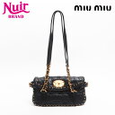 【最大15%OFFクーポン】ミュウ ミュウ Miu Miu チェーン レザー スタッズ キルティング ショルダーバッグ ブラック WS13576 【中古】【4/...