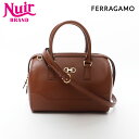 サルヴァトーレフェラガモ Salvatore Ferragamo レザー ボストンバッグ ブラウン WS13935 【中古】