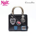 【24時間限定!20%OFF 7/3 23:59まで】クリスチャンディオール Christian Dior カーフスキン レディディオール 2way ショルダーバッグ ブラック WS14236 【中古】