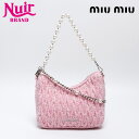 ミュウ ミュウ Miu Miu ニット パール ウール チェーン ショルダーバッグ ピンク WS14396 【中古】