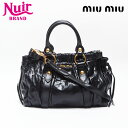 ミュウ ミュウ Miu Miu レザー ショルダーバッグ ブラック WS14427 【中古】
