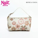 ボッテガヴェネタ BOTTEGAVENETA イントレチャート フラワー ショルダーバッグ ホワイト WS14870 【中古】