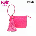 【全品20%0FF 07/14 0:00 まで】フェンディ FENDI 8M0244 レザー ミニ フリンジ ポーチ ピンク WS20122 【中古】