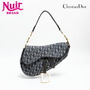 【24時間限定!20%OFF 7/3 23:59まで】クリスチャンディオール Christian Dior キャンバス トロッター オブリーク サドルバッグ ショルダーバッグ ネイビー WS20219 【中古】