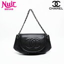 シャネル CHANEL 15番台 2011 ココマーク ハーフムーン ショルダーバッグ ブラック WS20354 【中古】