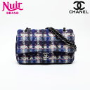 シャネル CHANEL 26番台 2018-2019 ツイード チェーン フラップ ショルダーバッグ ブルー WS20538 【中古】