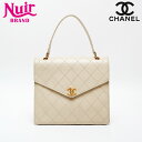 シャネル CHANEL 5番台 マトラッセ キャビア トップハンドル ハンドバッグ ベージュ WS20596 【中古】