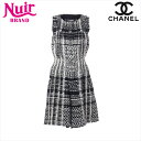 シャネル CHANEL Size:34 ツイード ノースリーブ 2015年 グリポア ボタン ワンピース ブラック WS15481 【中古】
