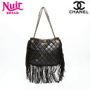 シャネル CHANEL 19番台 パリ ダラス フリンジ ショルダーバッグ ブラック WS20503 【中古】