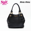 【全品20%OFF 8/1 0:00 まで】ミュウ ミュウ Miu Miu レザー ハンドバッグ ブラック WS20741 【中古】