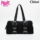 【全品20%OFF 9/15 23:59まで】クロエ Chloe キャンバス ハンドバッグ ブラック WS21419 【中古】