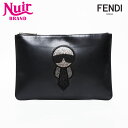 【全品20%OFF 9/15 23:59まで】フェンディ FENDI ラインストーン カール ラガー フェルド クラッチバッグ ブラック WS21445 【中古】