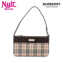 【全品20%OFF 9/15 23:59まで】バーバリー BURBERRY チェック キャンバス ショルダーバッグ ブラウン WS15713 【中古】