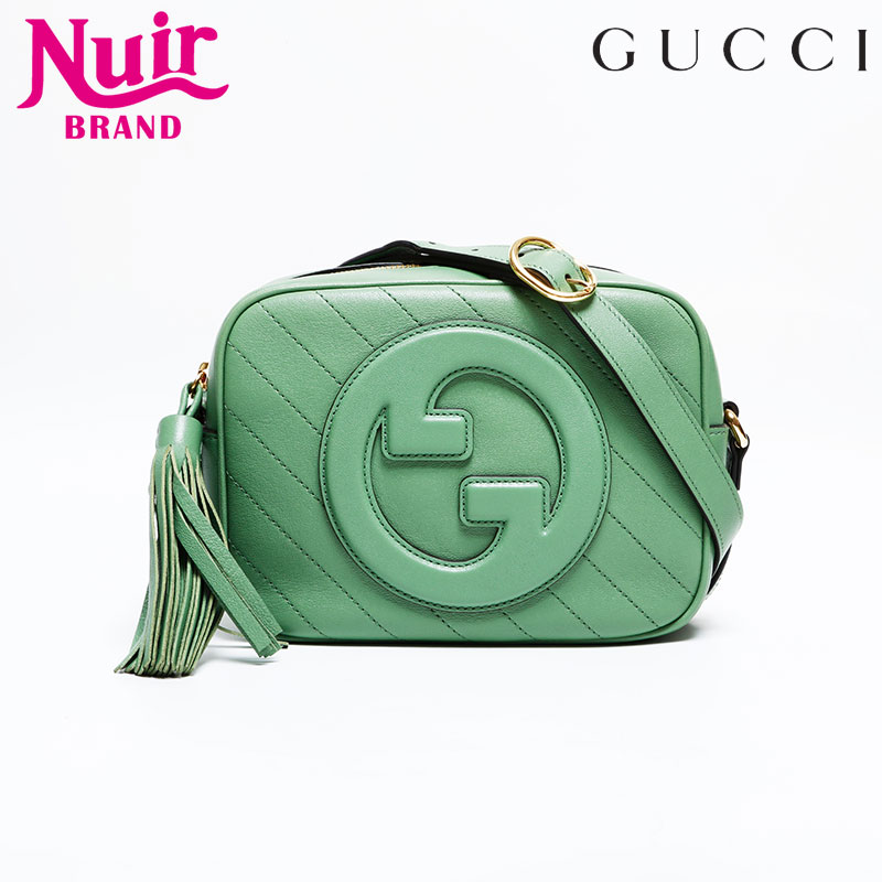 【エントリーでポイント10倍!＋全商品20%OFF!11/27 1:59まで】グッチ GUCCI レザー ブロンディ タッセル カメラ ショルダーバッグ グリーン WS21949 【中古】