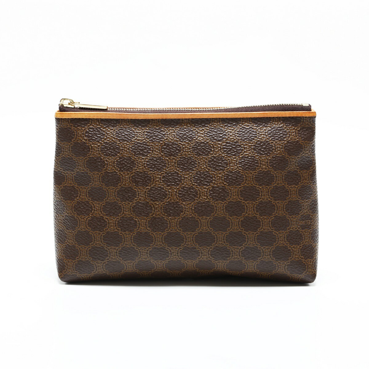 セリーヌ CELINE マカダム PVC ポーチ ブラウン WS23365 【中古】