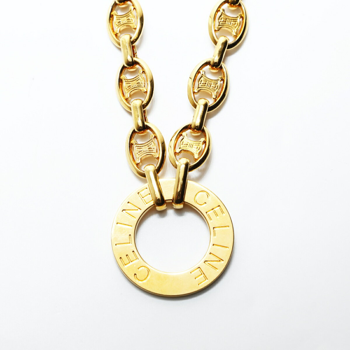 【ポイント最大47倍 8日間全品10%OFF 12/11 1:59まで】セリーヌ CELINE トリオンフ チェーン ベルト ゴールド WS24159 【中古】