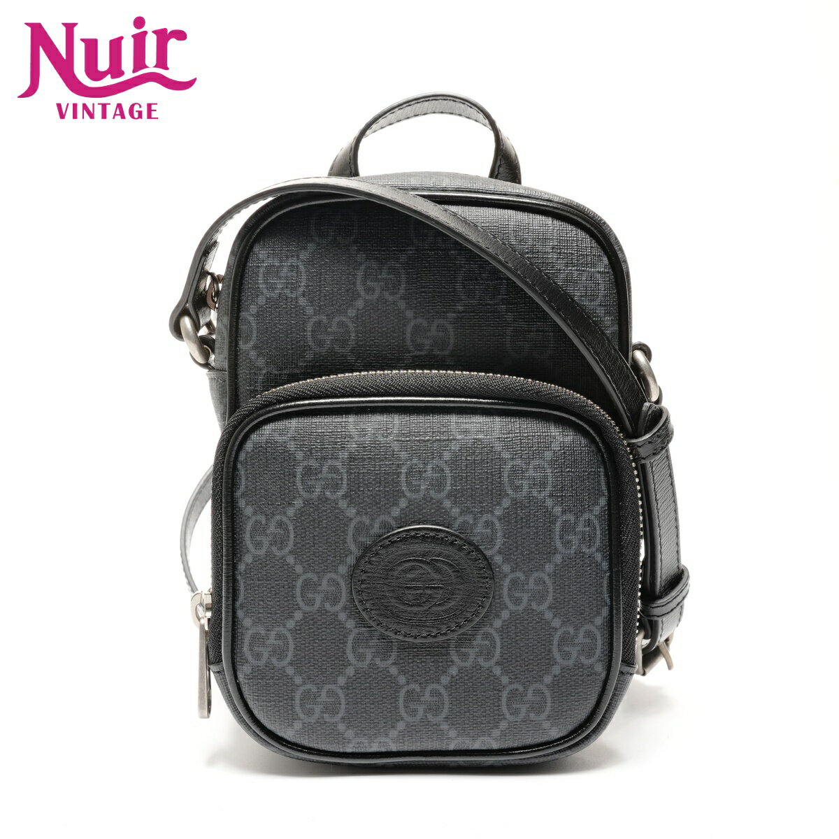GUCCI - グッチ GUCCI GGスプリーム インターロッキングG ショルダーバッグ ブラック WS27462 【中古】