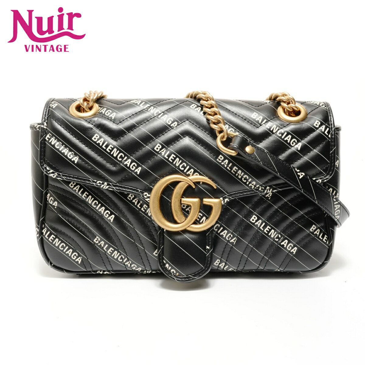 gucci///////////////\\\\\\\' - グッチ GUCCI バレンシアガ ザ・ハッカー GGマーモント チェーン ショルダーバッグ ブラック WS28126 【中古】