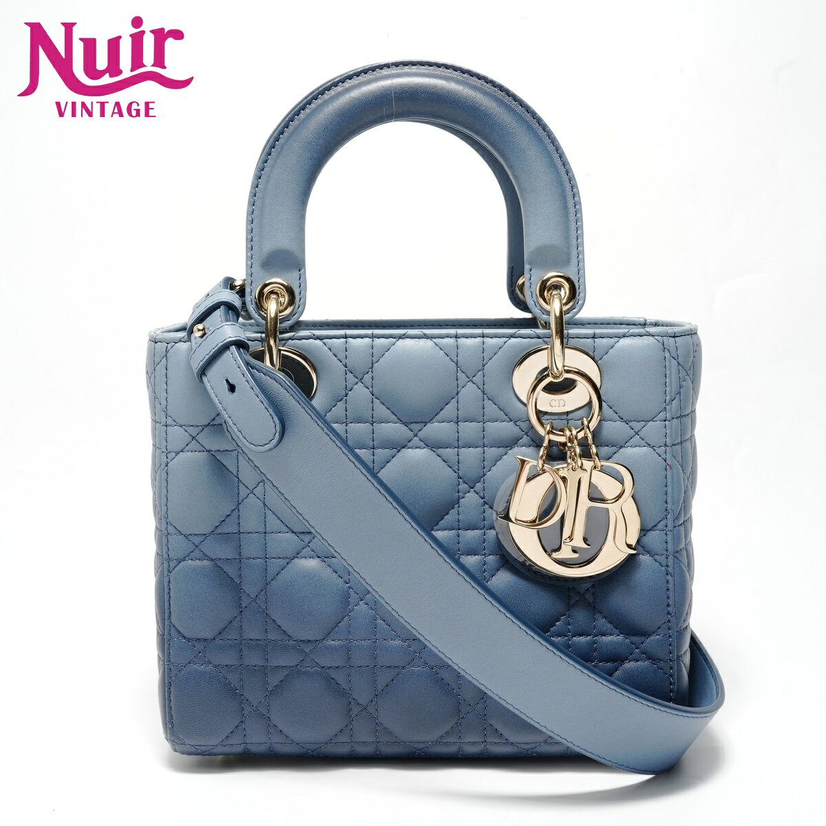 樂天商城 - クリスチャンディオール Christian Dior レディディオール スモール カナージュ ハンドバッグ ブルー WS28491 【中古】