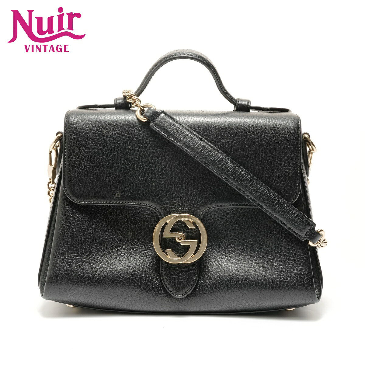 樂天商城 - グッチ GUCCI インターロッキングG チェーン ハンドバッグ ブラック WS28786 【中古】